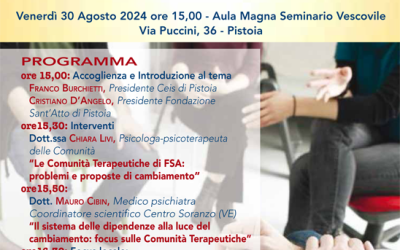 Seminario  di riflessione e confronto dal titolo: “Valorizzare e condividere i percorsi educativo – terapeutici”, Venerdì 30 agosto 2024, a Pistoia